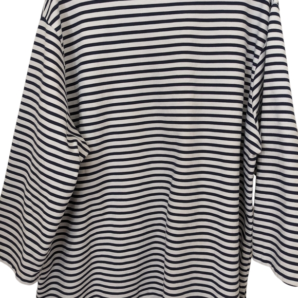 Striped "V" Neck 3/4" Sleeve Top 3X - Picture 2 of 4